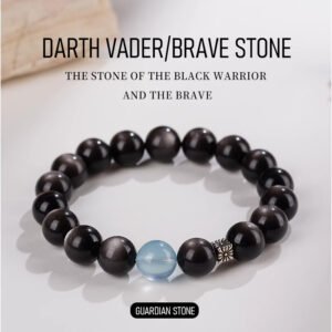 Natural Obsidian Cat's Eye Silver Stone Bracelet